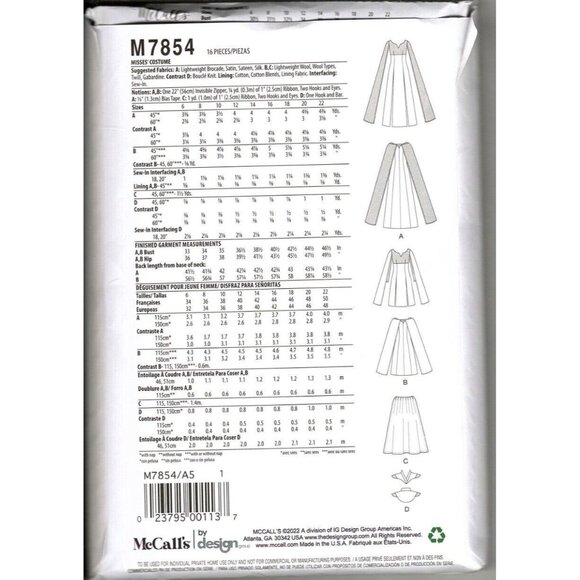 McCalls M7854 6 to 14 Costume Dress, Cloak Cosplay Steampunk Sewing Pattern GoT - Picture 2 of 9